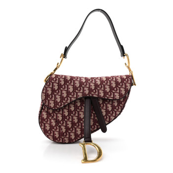 CHRISTIAN DIOR Oblique Saddle Bag Burgundy