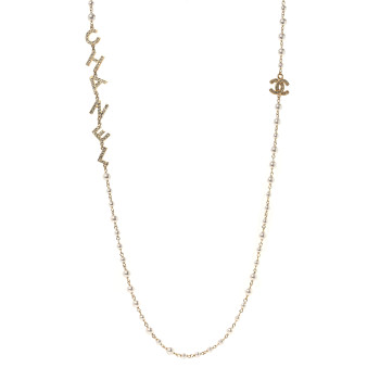 CHANEL Pearl Crystal 90's Icon CC Necklace Gold