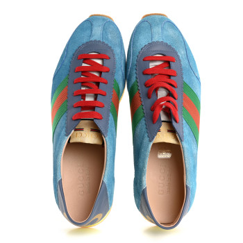 GUCCI Suede Web Mens Rocket Sneakers 9 Bright Splash Thunder