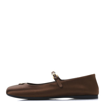 PRADA Satin Triangle Ballerina Flats 40 Tabacco