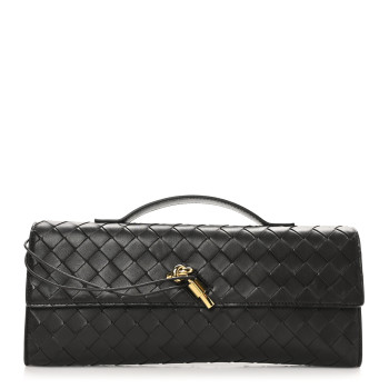 BOTTEGA VENETA Nappa Intrecciato Long Andiamo Top Handle Clutch Fondant