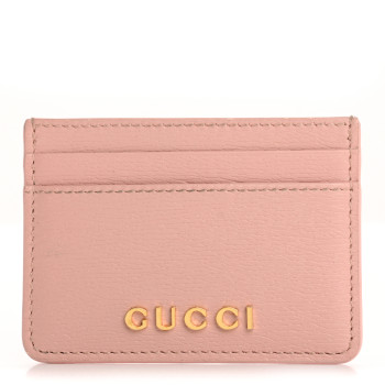 GUCCI Calfskin Script Card Holder Light Pink
