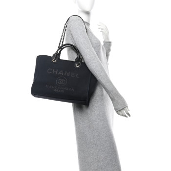 CHANEL Mixed Fibers Small Deauville Tote Black