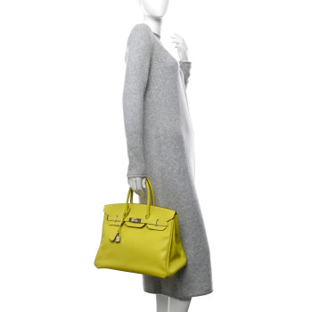 HERMES Epsom Candy Birkin 35 Lime Gris Perle