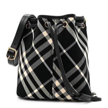 BURBERRY Check Mini Bucket Bag Black Calico