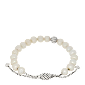 DAVID YURMAN Sterling Silver Pearl 8mm Spiritual Beads Adjustable Bracelet