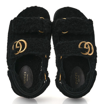 GUCCI Merino Wool Interlocking G Dad Sandals 37 Black