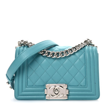 CHANEL Lambskin Quilted Small Boy Flap Dark Turquoise