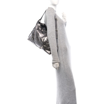 GIVENCHY Metallic Calfskin Medium Voyou Bag Silver