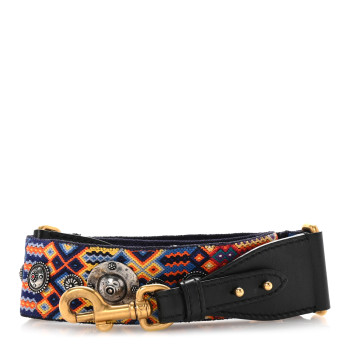 CHRISTIAN DIOR Canvas Embroidered Studded Mexico Shoulder Strap Multicolor