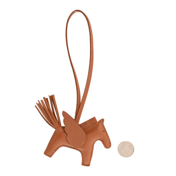 HERMES Milo Lambskin Swift Grigri Rodeo Pegase Horse Bag Charm PM Gold