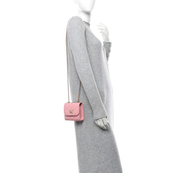 CHANEL Lambskin Quilted Mini Trendy CC Clutch With Chain Pink