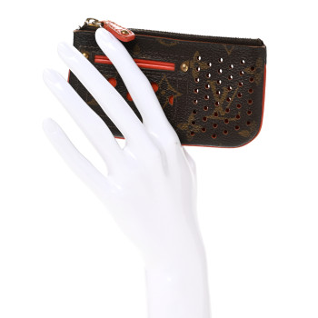 LOUIS VUITTON Monogram Perforated Key Pouch Orange