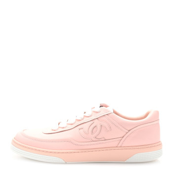 CHANEL Calfskin Womens CC Sneakers 39.5 Light Pink