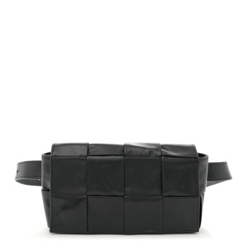 BOTTEGA VENETA Paper Calfskin Intreccio Cassette Belt Bag Black