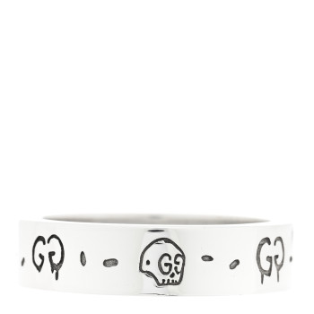 GUCCI Sterling Silver Narrow GucciGhost Hamlet Skull Ring 63 10.25