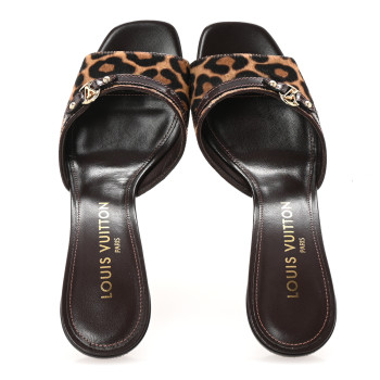 LOUIS VUITTON Calf Hair 6AM Mules 38 Leopard