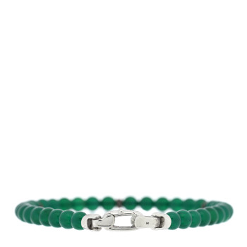 DAVID YURMAN Sterling SIlver 4mm Green Onyx Spiritual Beads Bracelet