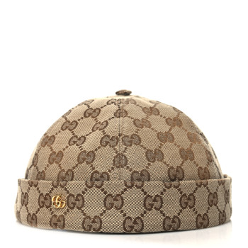GUCCI Monogram GG Hector Beanie 58 Beige Ebony