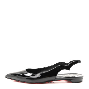CHRISTIAN LOUBOUTIN Patent Hot Chickita Slingback Flats 38.5 Black