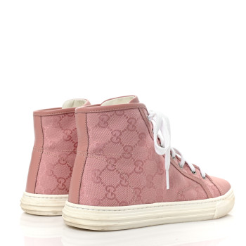 GUCCI Monogram Womens High Top Sneakers 38 Pink Soft Pink