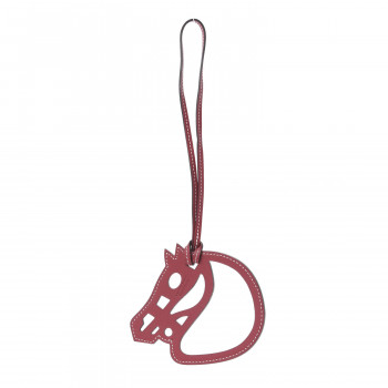 HERMES Swift Paddock Cheval Horse Bag Charm Rouge Grenat