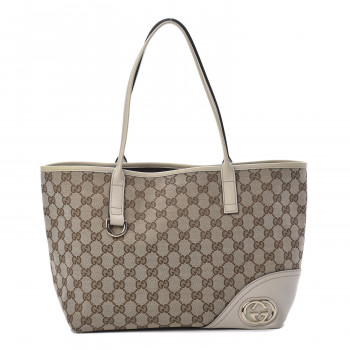 GUCCI Monogram Medium New Britt Tote Off White