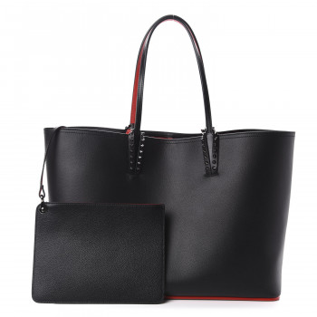 CHRISTIAN LOUBOUTIN Calfskin Spikes East West Cabata Tote Black