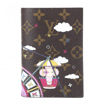 LOUIS VUITTON Monogram 2020 Christmas Animation Big Wheel Passport Cover Rose Ballerine