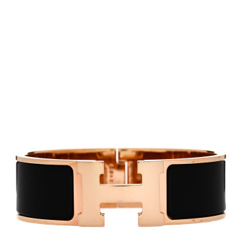 HERMES Enamel Wide Clic Clac H Bracelet GM Black