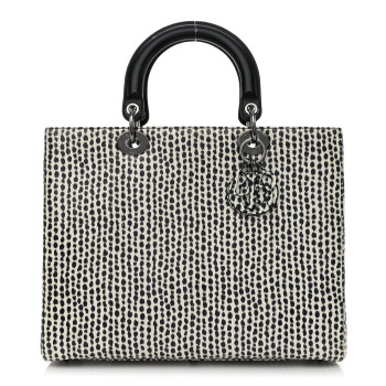 CHRISTIAN DIOR Snakeskin Large Lady Dior Black White