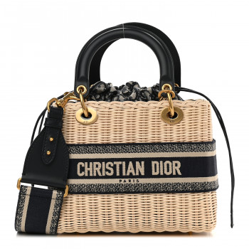 Christian Dior ディオール レディース 3051 1272 CHRISTIAN DIOR Wicker Oblique Medium Lady Dior Bag Blue