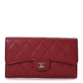 CHANEL Caviar Quilted Large Flap Wallet Red