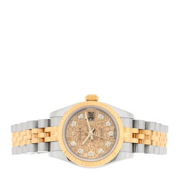 ROLEX Stainless Steel 18K Yellow Gold Diamond 26mm Oyster Perpetual Datejust Watch Champagne Jubilee 179173