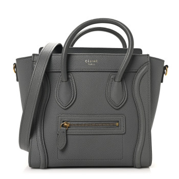 CELINE Baby Drummed Calfskin Nano Luggage Kohl