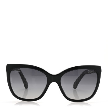 CHANEL Acetate Quilted Polarized Butterfly CC Sunglasses 5288-Q Black