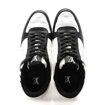 LOUIS VUITTON Calfskin Maxi Damier Mens Rivoli Sneakers 8.5 Black White