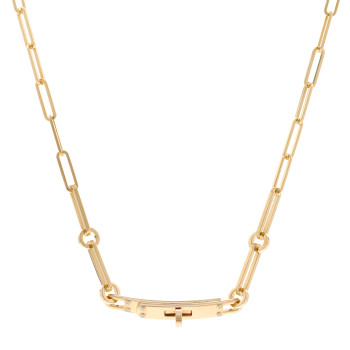 HERMES 18K Yellow Gold Diamond Kelly Chaine Choker Necklace