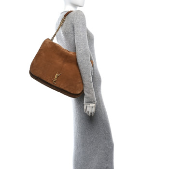 SAINT LAURENT Suede Matelasse Monogram Large Jamie 4.3 Brown Caramel