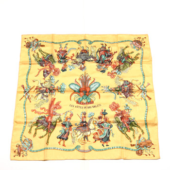 HERMES Silk Les Fetes du Roi Soleil Scarf 90