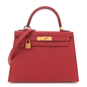 HERMES Epsom Horseshoe Kelly Sellier 28 Rouge Casaque