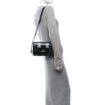BOTTEGA VENETA Spazzolato Intrecciato Maxi Cassette Crossbody Bag Black