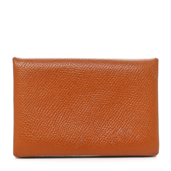 HERMES Epsom Calvi Card Case Gold