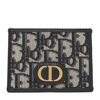 CHRISTIAN DIOR Oblique Calfskin Card Holder Black