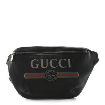 GUCCI Grained Calfskin Small Logo Belt Bag Black