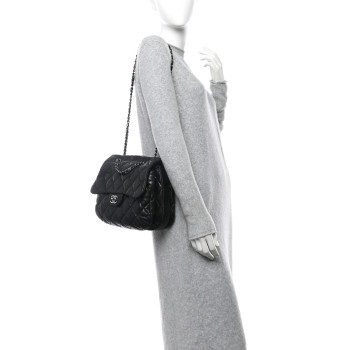 CHANEL Lambskin Quilted Large Chanel 3 Flap Black