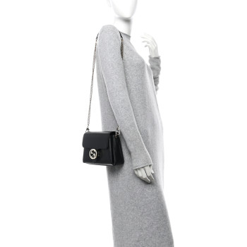 GUCCI Dollar Calfskin Interlocking G Crossbody Bag Black