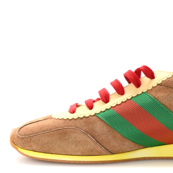 GUCCI Suede Web Mens Rocket Sneakers 8 Nocciola Burro