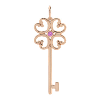 TIFFANY 18K Rose Gold Pink Sapphire Quatra Key Pendant