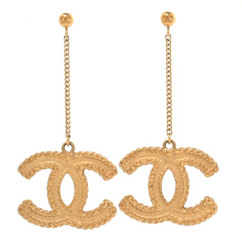 CHANEL CC Drop Earrings Matte Gold